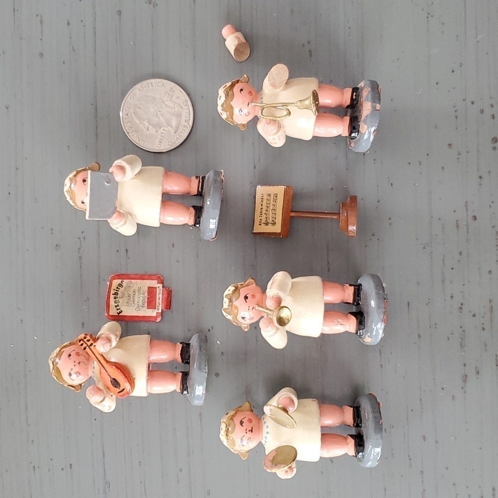 Wendt & Kuhn Wood Angels  Set of 5 Angels W/ Music stand Vintage Germany!